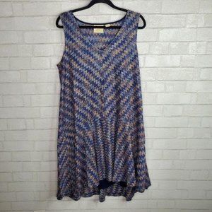 Maeve Blue and Brown Zigzag Midi Dress